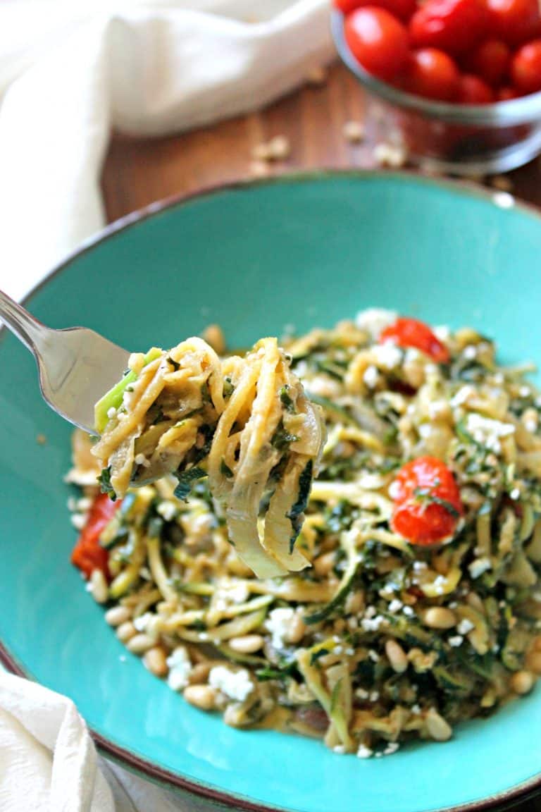 Zucchini Pasta with Kale, Onion and Goat Cheese The Kitchen Prep Blog