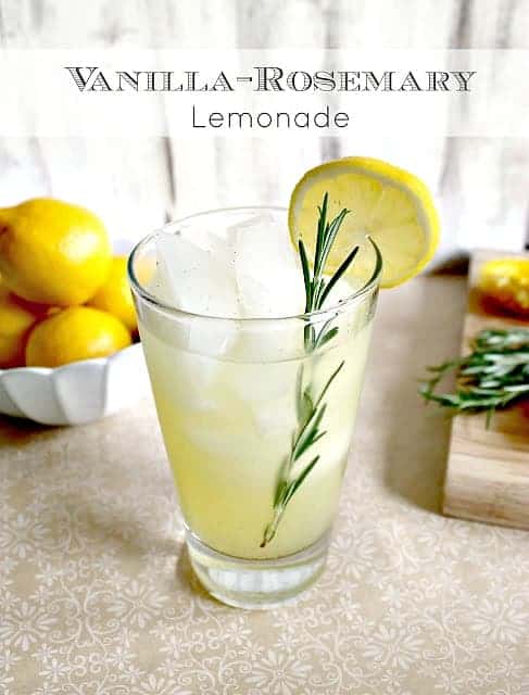 Vanilla-Rosemary Lemonade! This fresh lemonade recipe gets a flavor upgrade with the addition of real vanilla bean and fragrant rosemary. A perfect sipper for showers, parties and summertime porch sittin'!