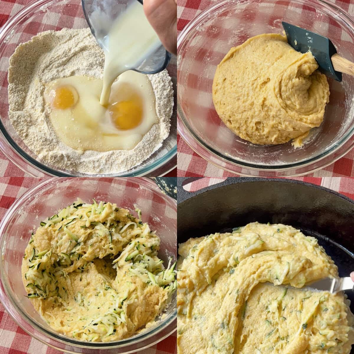 Process shots for making Brown Butter Zucchini Cornbread