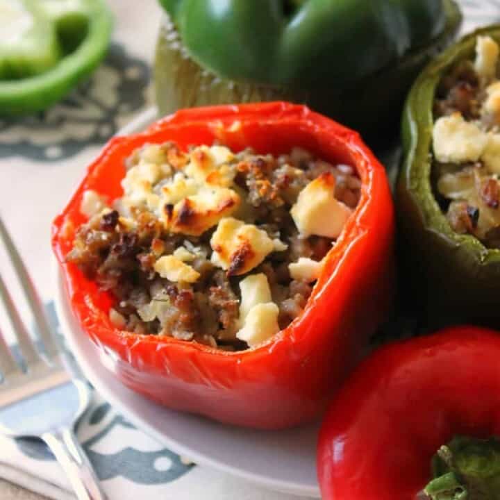 Mediterranean Turkey Stuffed Peppers - The Kitchen Prep Blog