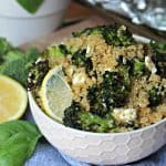 Roasted Broccoli & Feta Quinoa! This easy & healthful recipe is so versatile -- serve hot or at room temperature as a salad, side dish or add a protein and enjoy it as a main dish!