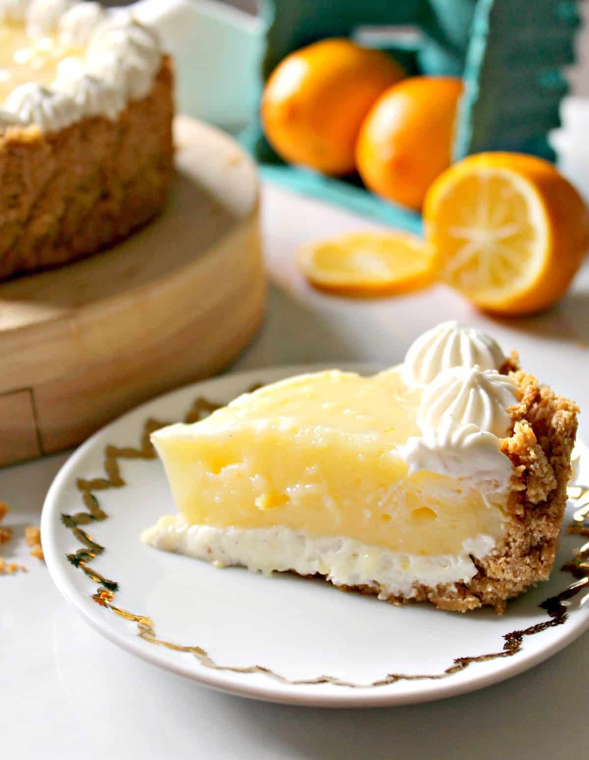 Meyer Lemon & Yogurt Cream Pie! If you're looking for Meyer Lemon recipes, look no further! This luscious pie is the perfect place to let those sweet-tart Meyer lemons shine. A smooth yogurt cream base and topping balances the flavors wonderfully.