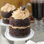 Irish Coffee Chocolate Cakes! Rich, whiskey-infused chocolate mini cakes are layered with sweet, boozy whipped cream in this beverage-inspired dessert.