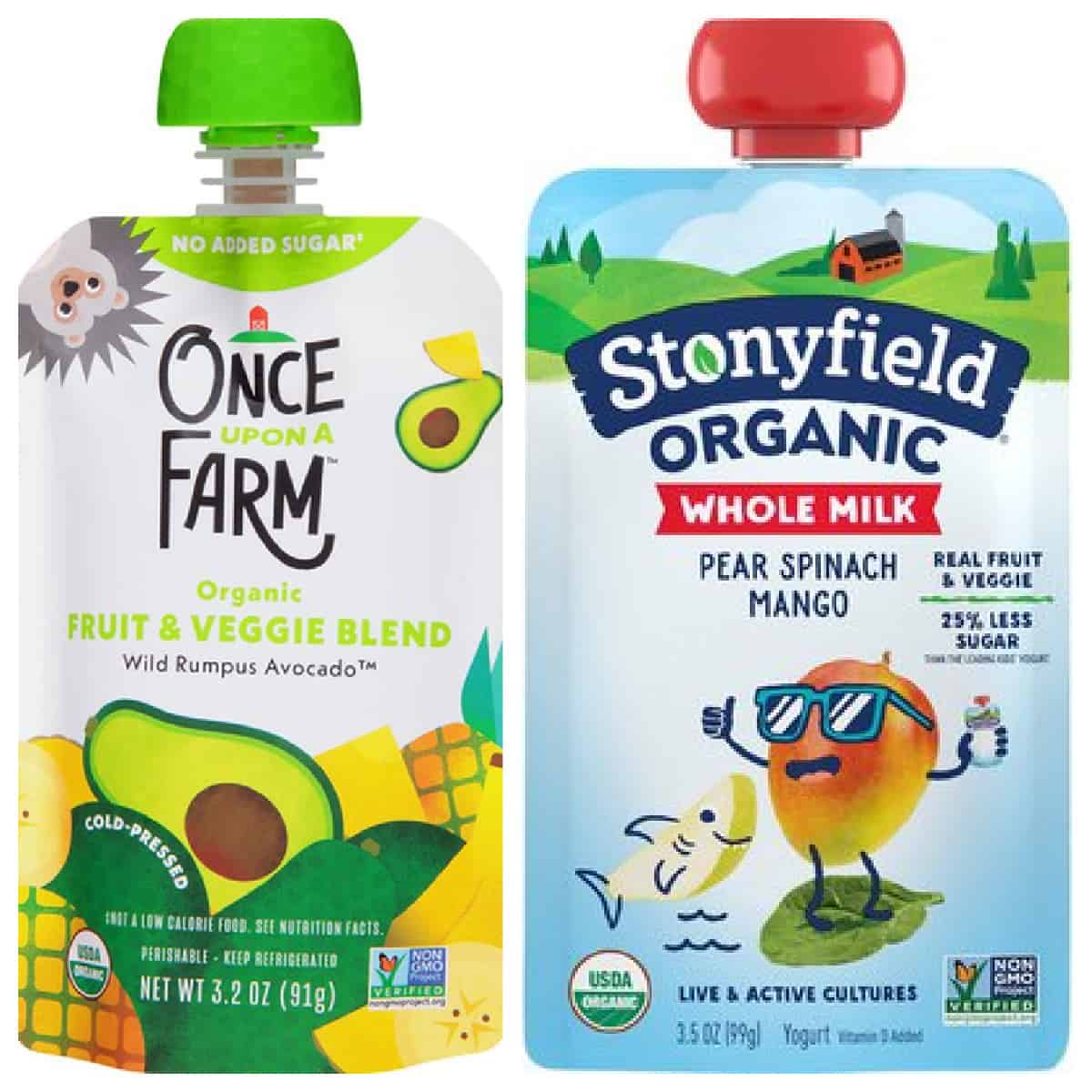 Once Upon a Farm Fruit Blend & Stonyfield Organic Yogurt Pouches