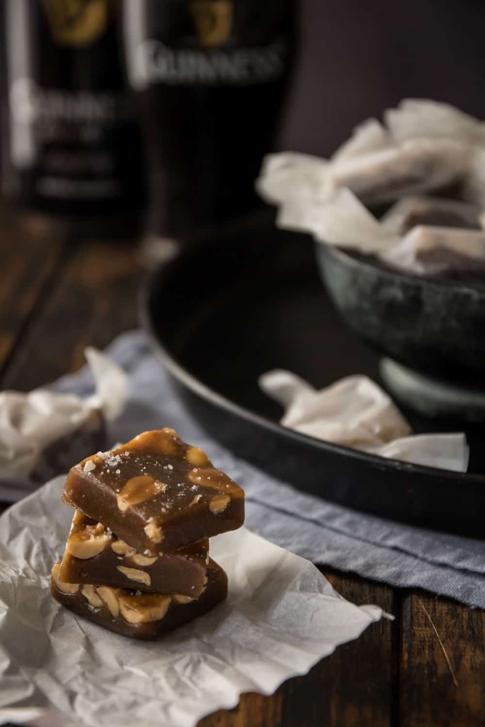 Guinness Caramels with Salted Peanuts