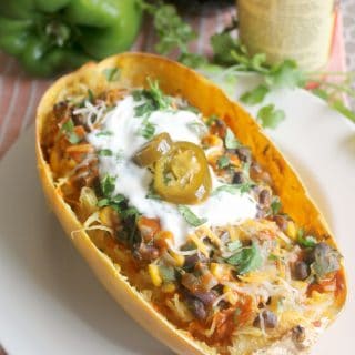 Veggie Enchilada Bowls make a smart choice any day! Serve "filling" atop spaghetti squash, baked sweet potato, rice or quinoa for a filling, flavorful meal!