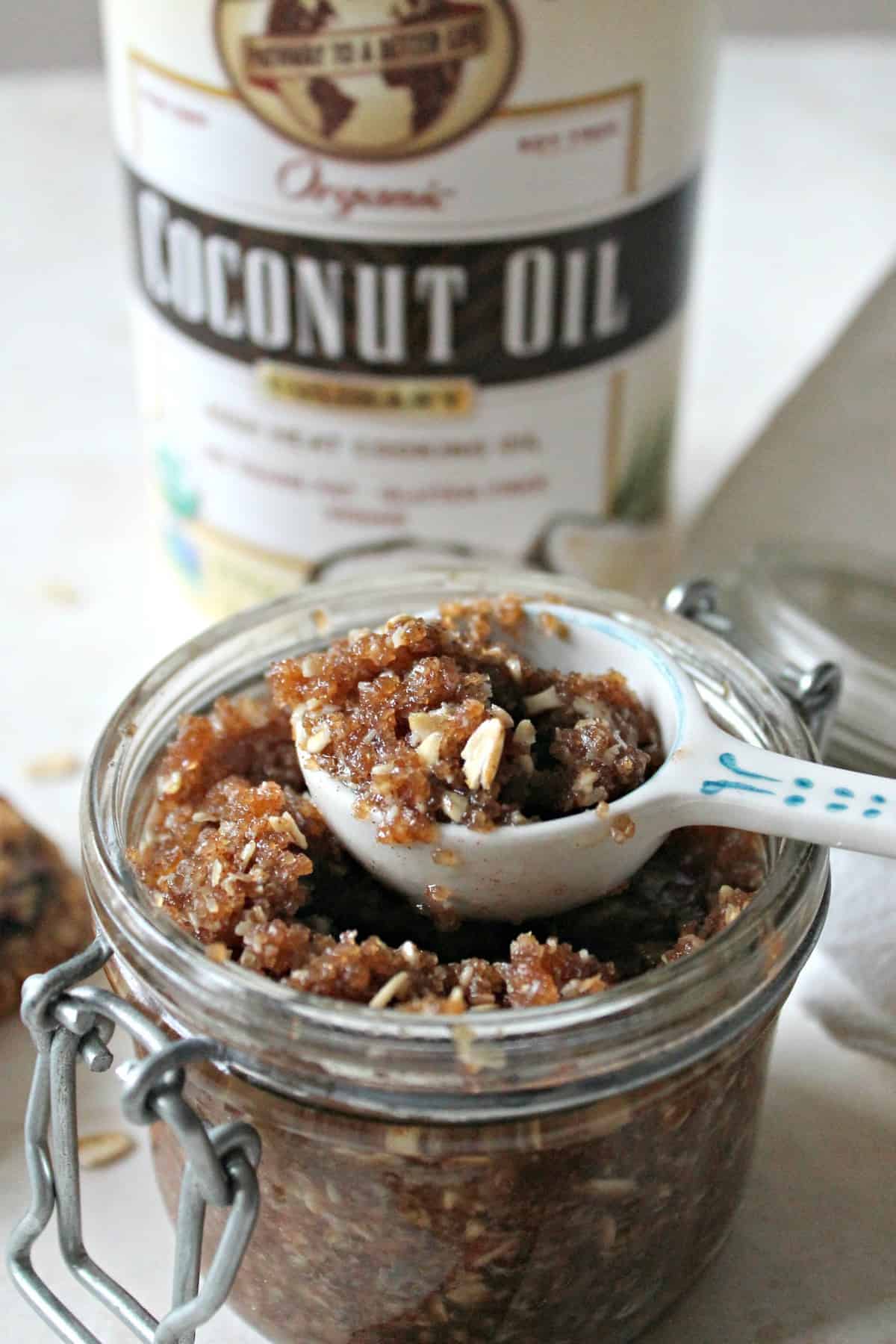 This cinnamon oatmeal sugar scrub is the perfect way to exfoliate and wash the long day away