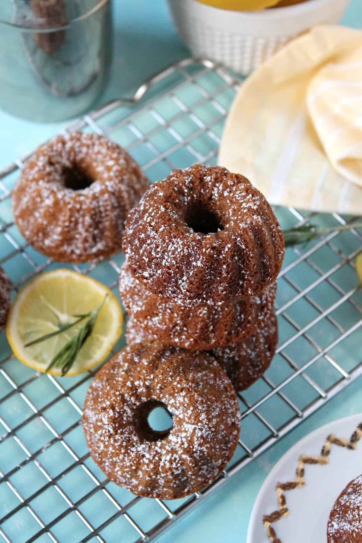 These adorably sweet lemon rosemary mini bundt cakes are the perfect tea time treat