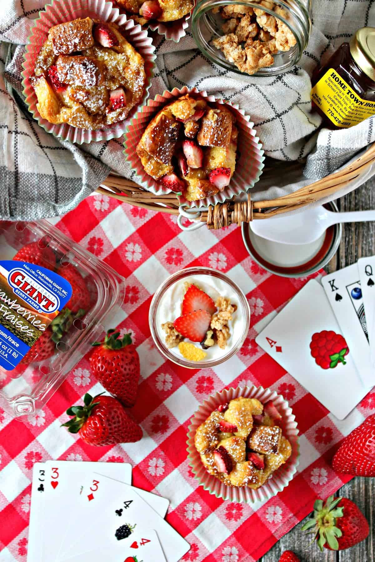 Strawberry Vanilla Bean Baked French Toast Cups! Whether you're having a picnic or hosting a brunch, this bite-sized, berry-filled version of French toast will bring smiles to everyone's face!