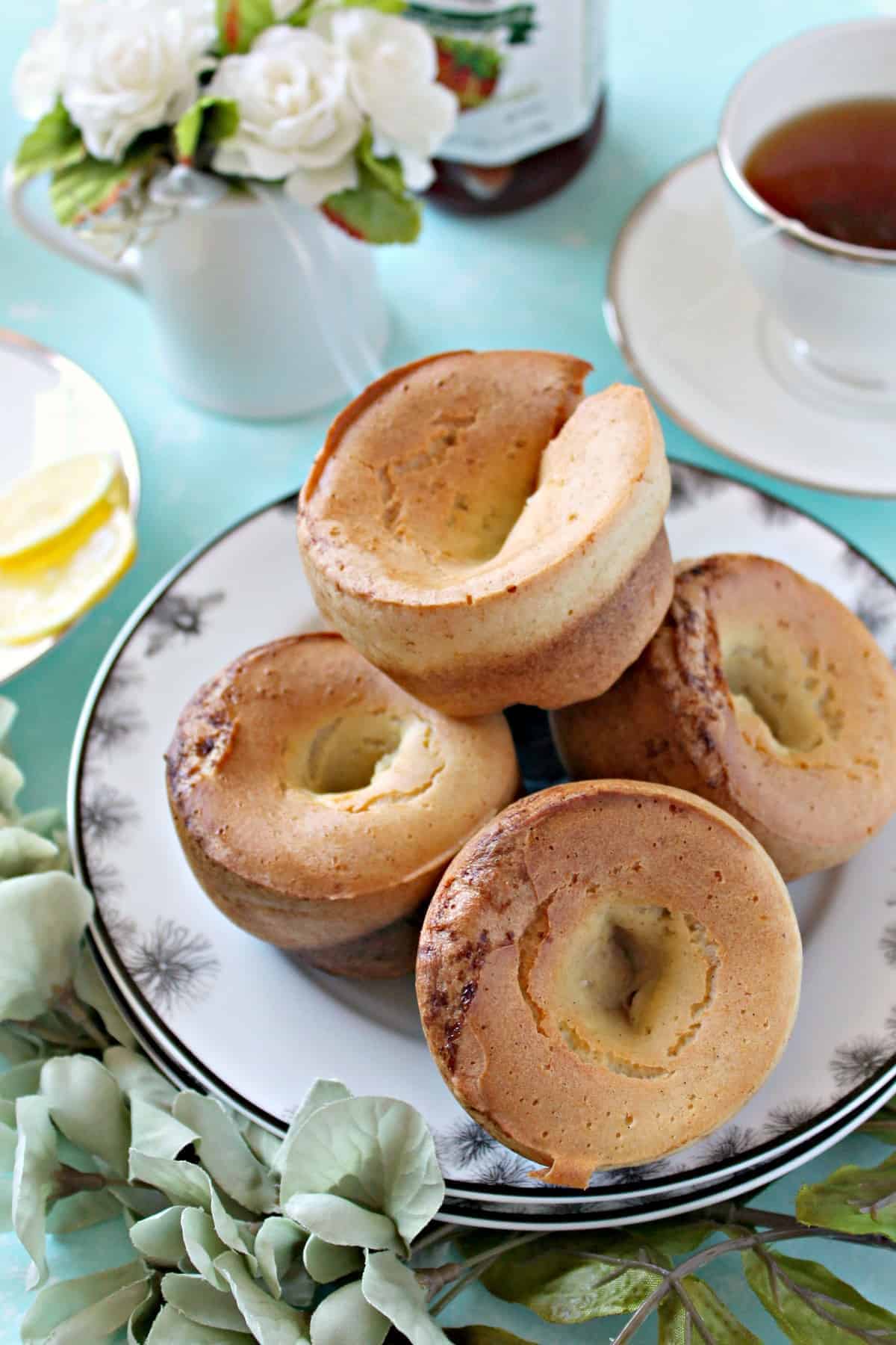 Lemon Vanilla Bean Popovers! This sweet version of a British classic {Yorkshire Pudding} is perfect for serving up at brunches and parties. The batter comes together quickly in the blender, then poured into a standard muffin tin where they bake up into light, hollow nibbles!