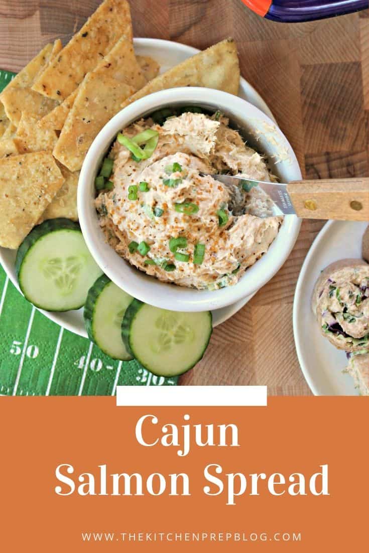 Cajun Salmon Spread! This creamy Cajun-spiced salmon spread makes a great cracker topper for game day or any party! A wonderful recipe to make if you're looking to add something new and different to the typical party snack menu. Bonus: It takes minutes to make!