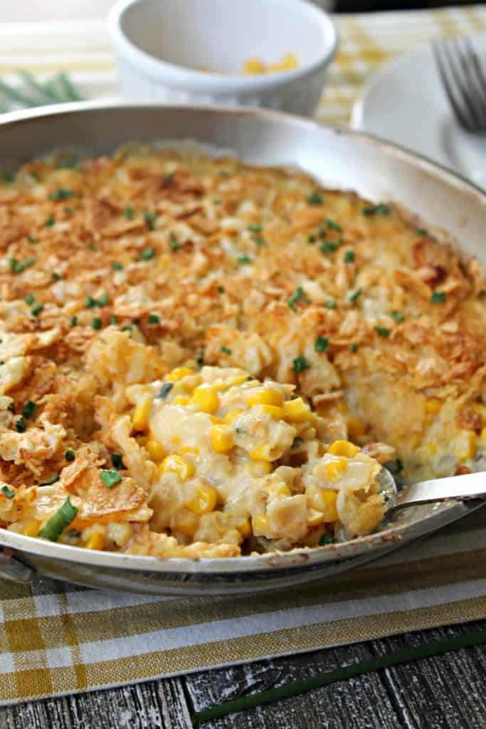 Sour Cream & Chive Corn Casserole! This easy corn casserole recipe gets