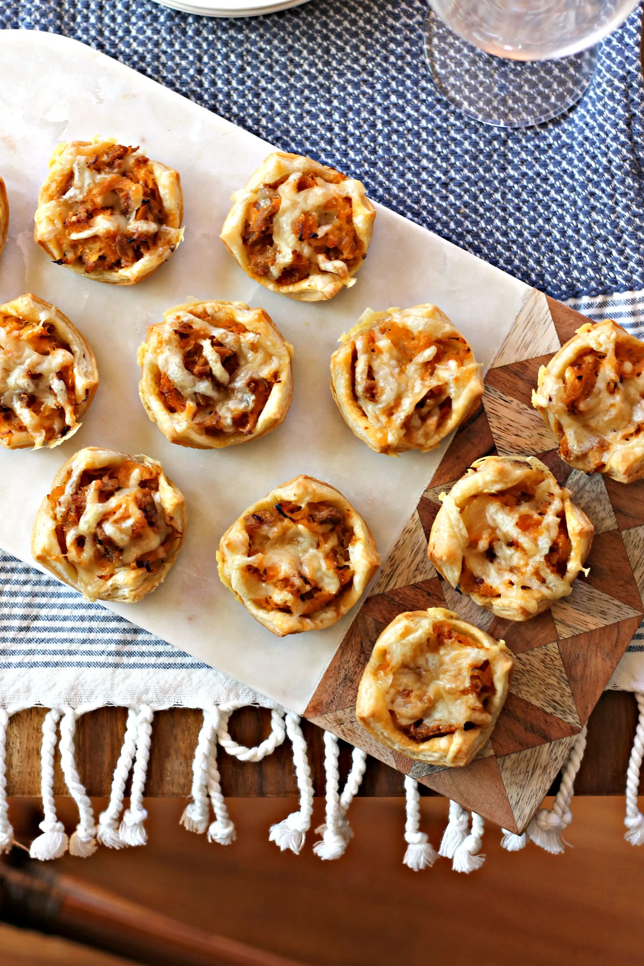 Overhead shot of Sausage Reuben Cups.