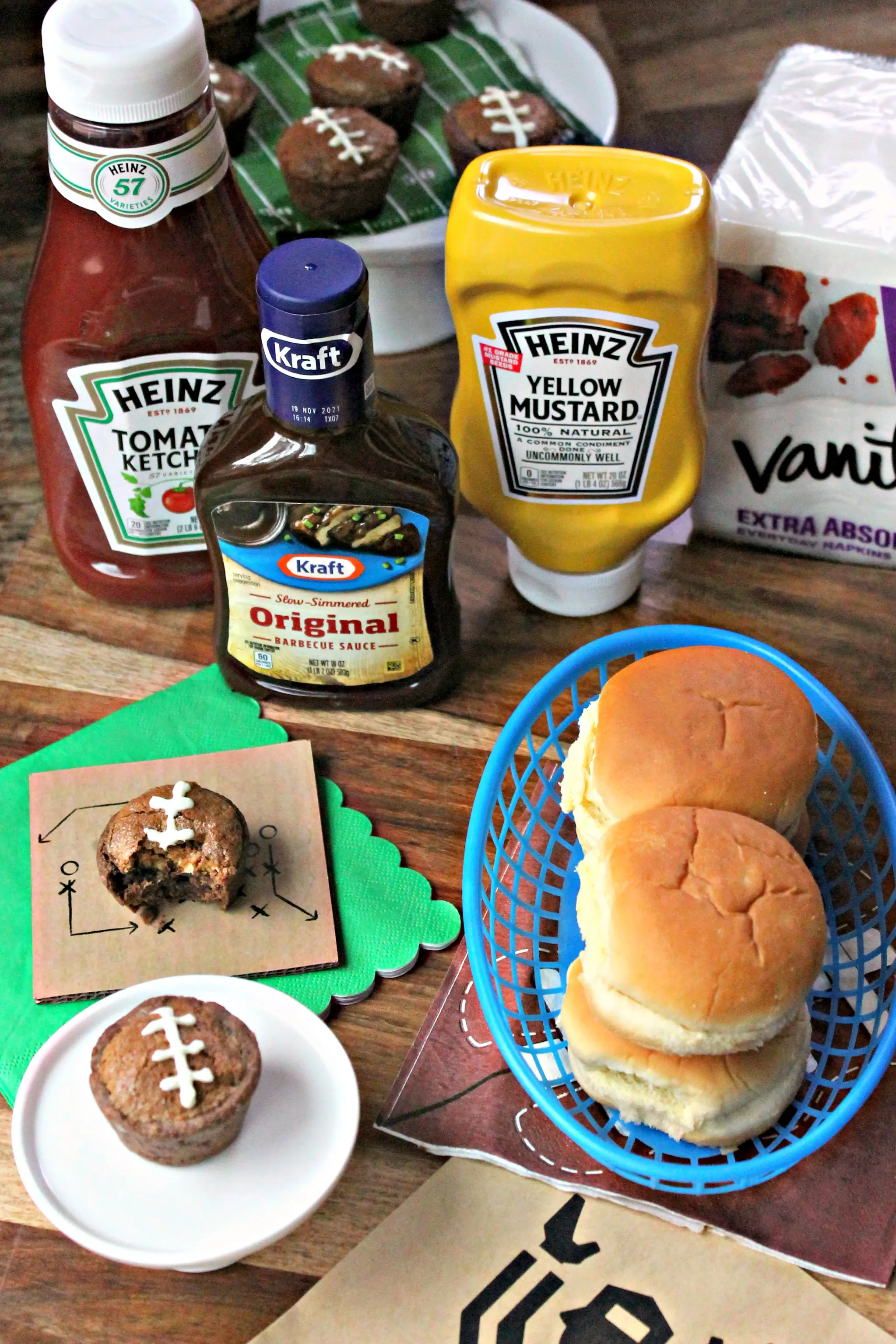 Table set with condiments for slider bar. 