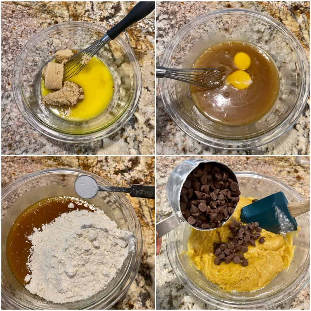 A collage showing the steps to making the dough for air fryer cookies.