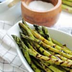 Close up of Balsamic Glazed Asparagus.