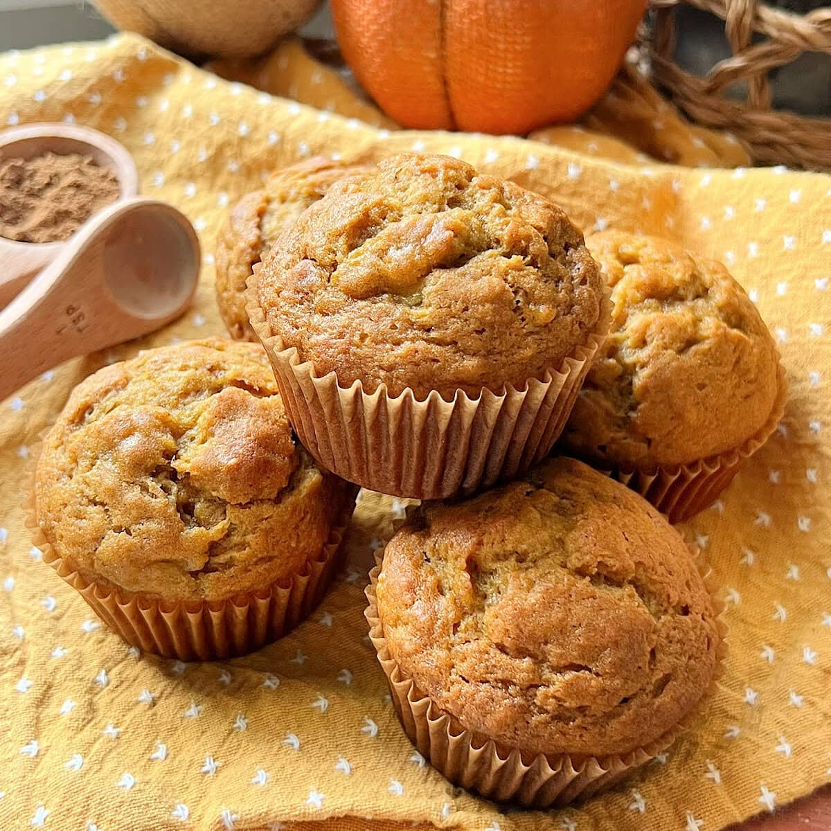Close up of Pumpkin Banana Bread Muffins to show texture.